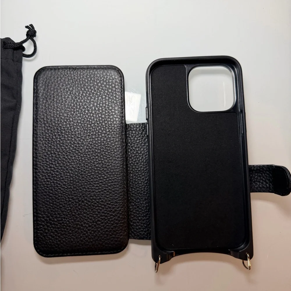 BANDOLIER Pebbled Leather Phone Case - Black/Silver iPhone14 Pro Max - CASE ONLY - Picture 3 of 4